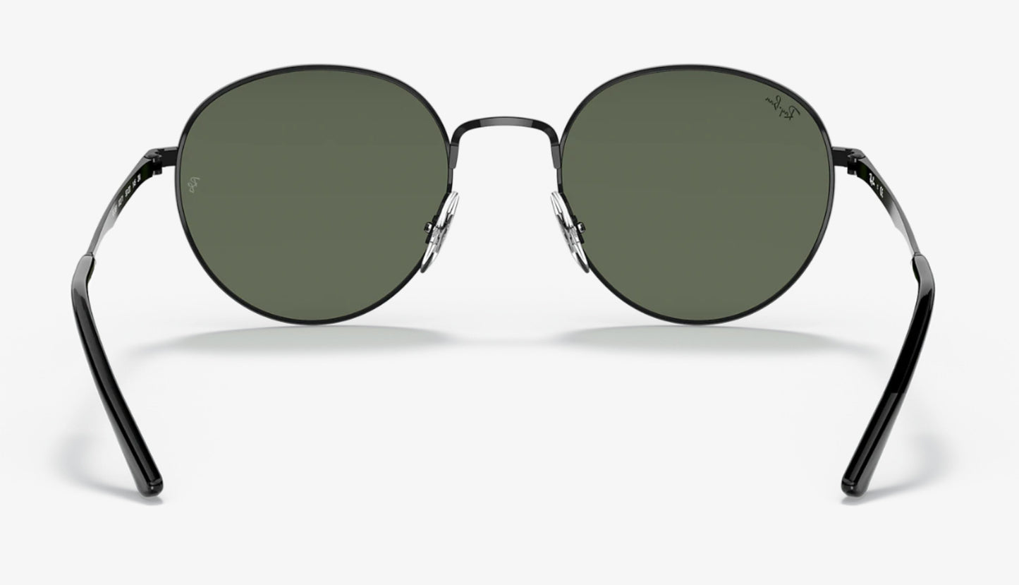 RAY-BAN ROUND METAL SUNGLASSES BLACK w/ G-15 GREEN