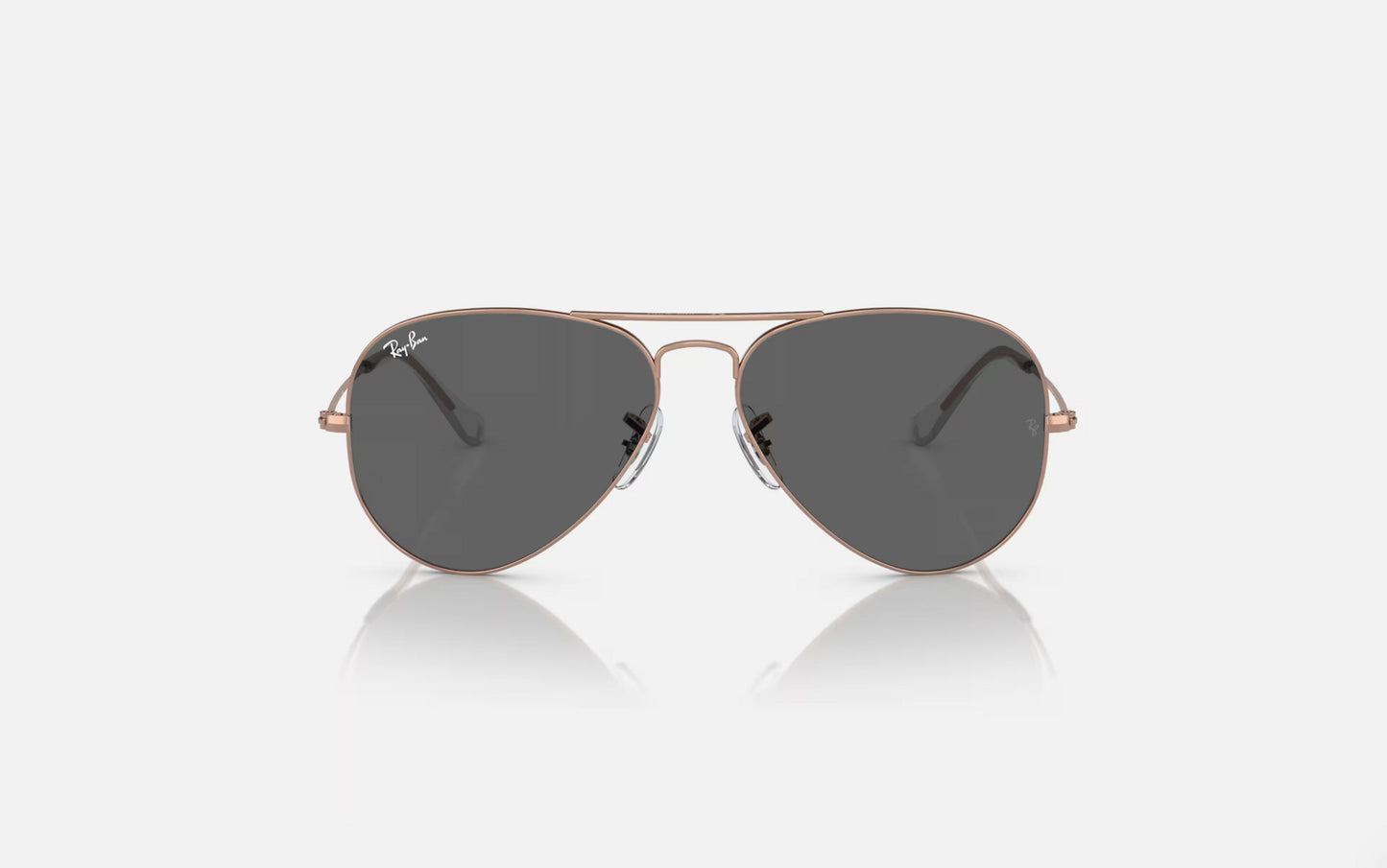 RAY-BAN AVIATOR LARGE METAL SUNGLASSES ROSE GOLD w/ DARK GREY