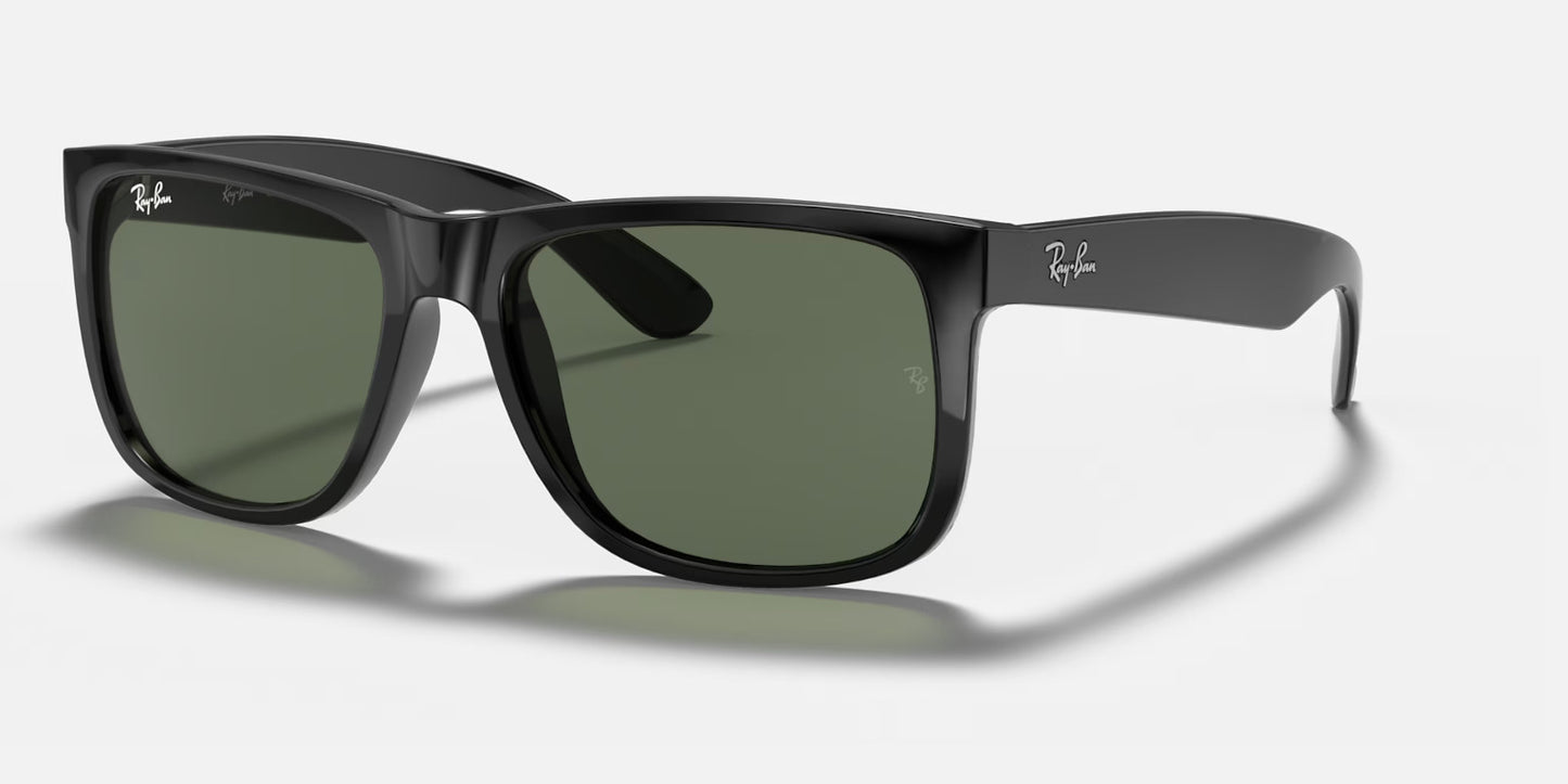 RAY-BAN JUSTIN SUNGLASSES BLACK w/ DARK GRN