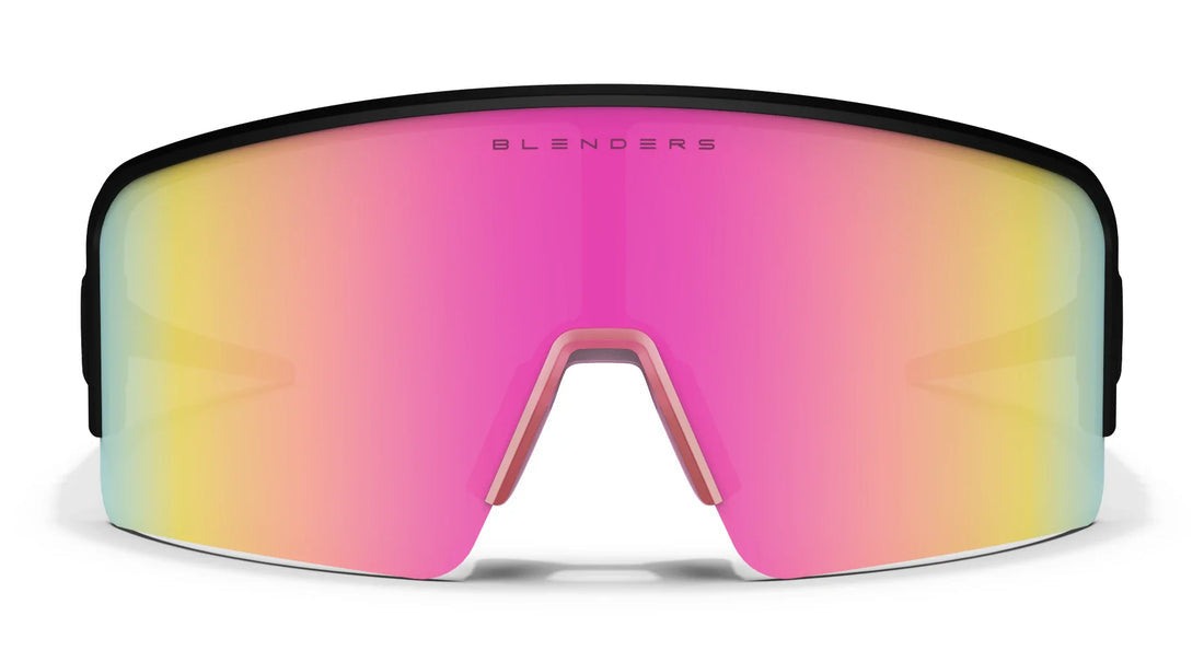 BLENDERS ECLIPSE X2 MISS HANNAH MATTE BLACK SUNGLASSES w/ PINK PLR LENS