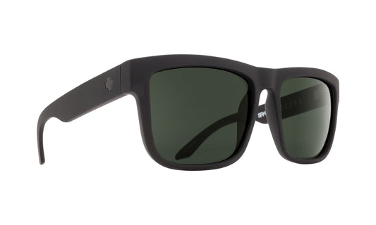 SPY DISCORD SOFT MATTE BLACK SUNGLASSES w/ HAPPY GRY GRN PLR