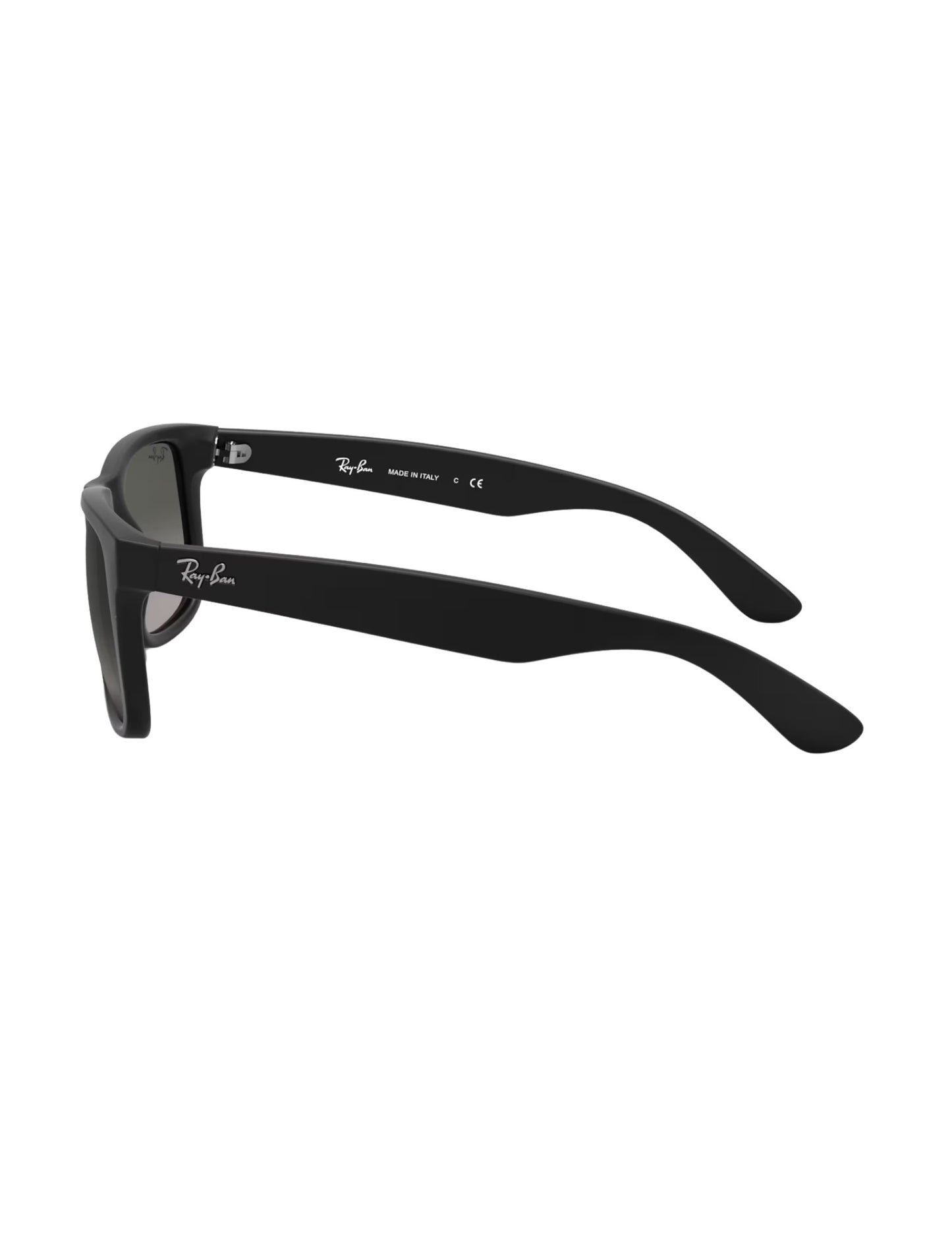 RAY-BAN JUSTIN SUNGLASSES RUBBER BLACK w/ LT GREY GRAD DRK GREY
