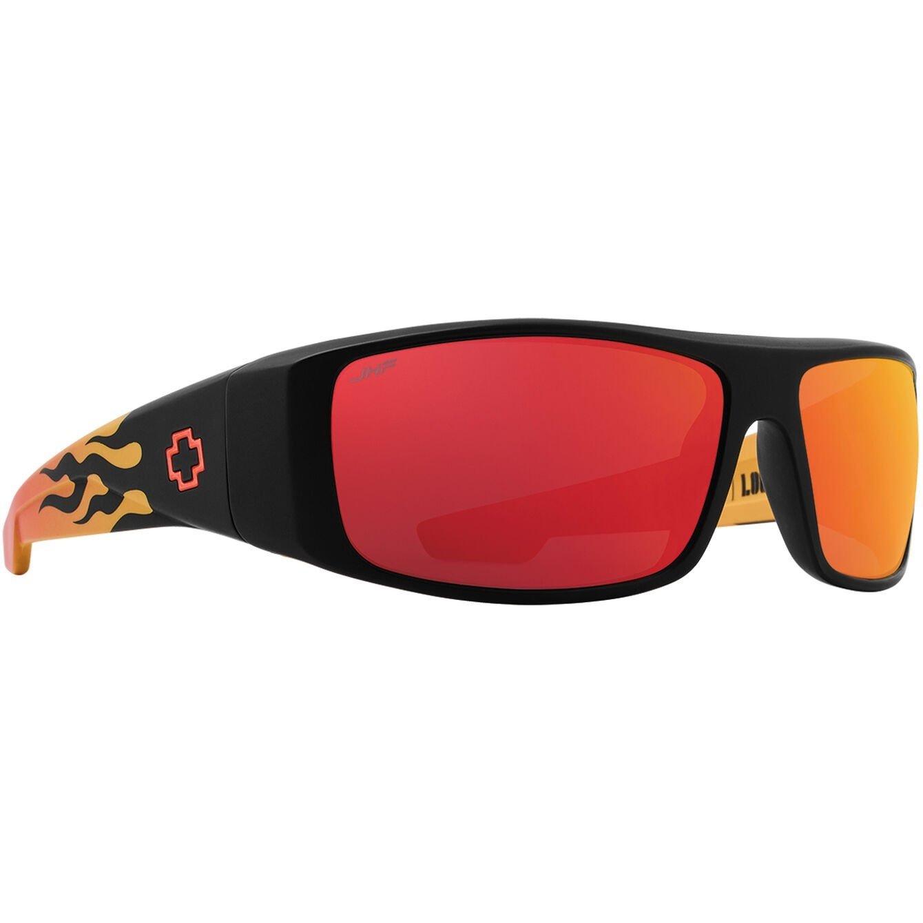 SPY LOGAN BOO J MATTE BLACK ORANGE FLAME SUNGLASSES w/ HAPPY GRY GRN RED MIR
