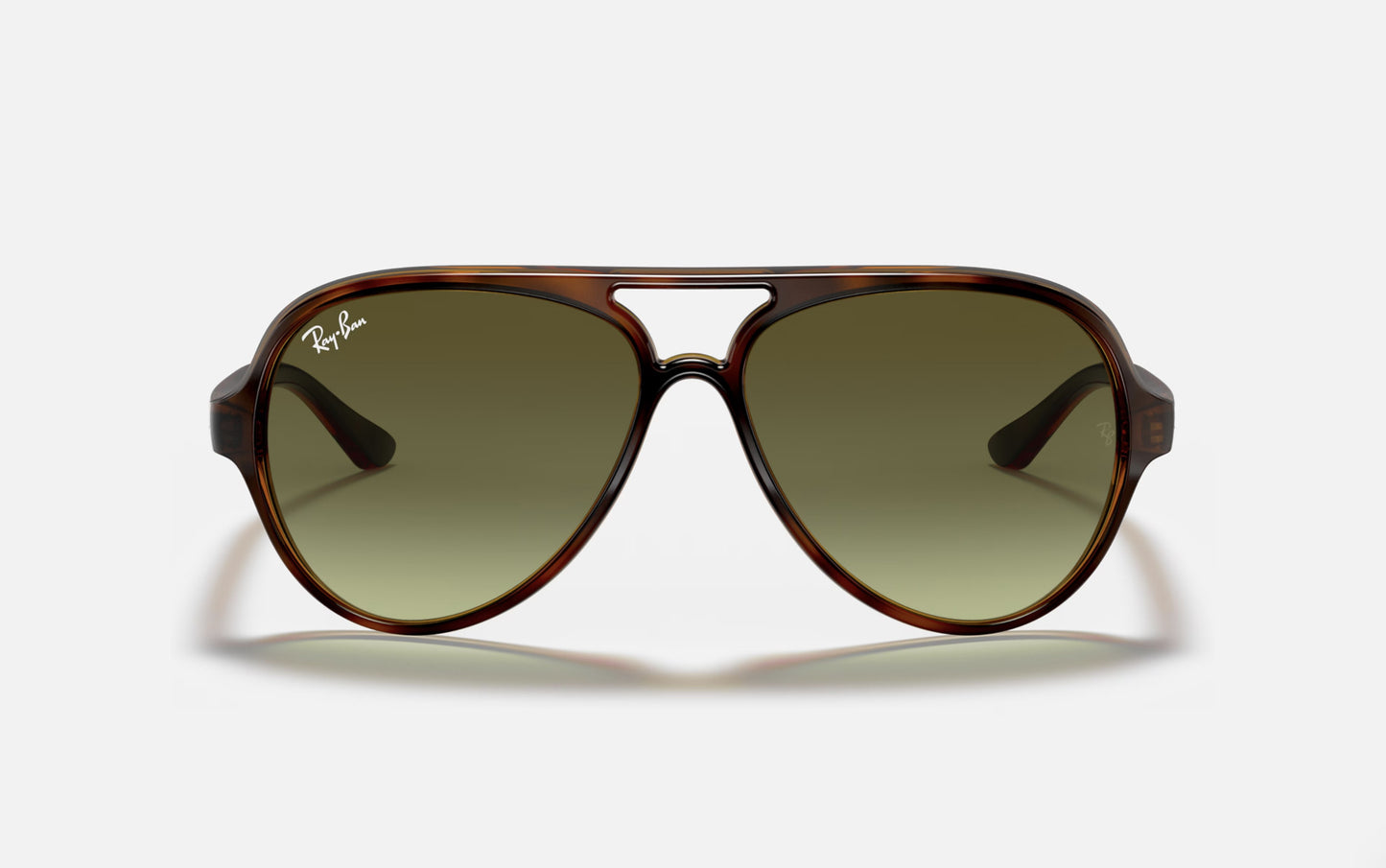 RAY-BAN CATS 5000 SUNGLASSES LT HAVANA TORT w/ GRN GRAD BRN