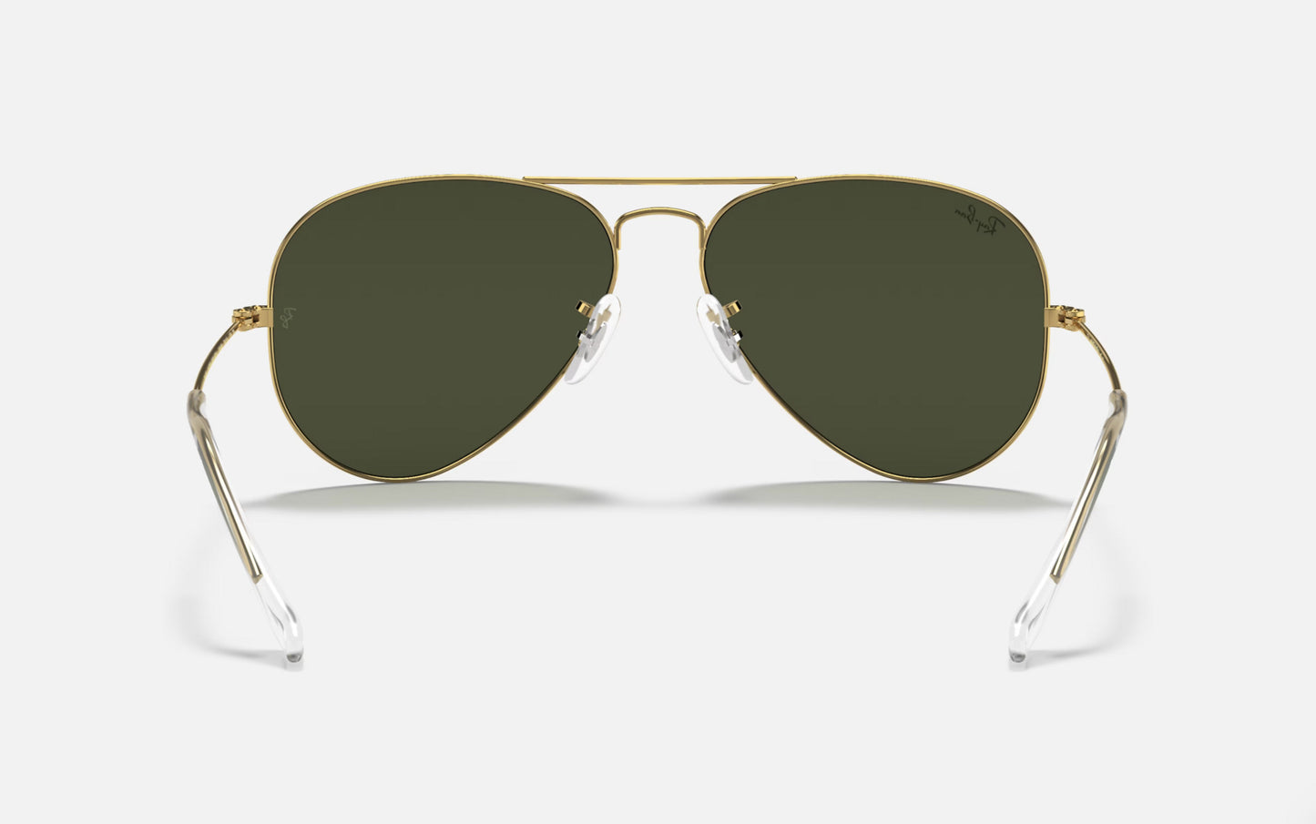 RAY-BAN AVIATOR LARGE METAL SUNGLASSES ROSE GOLD w/ GREEN