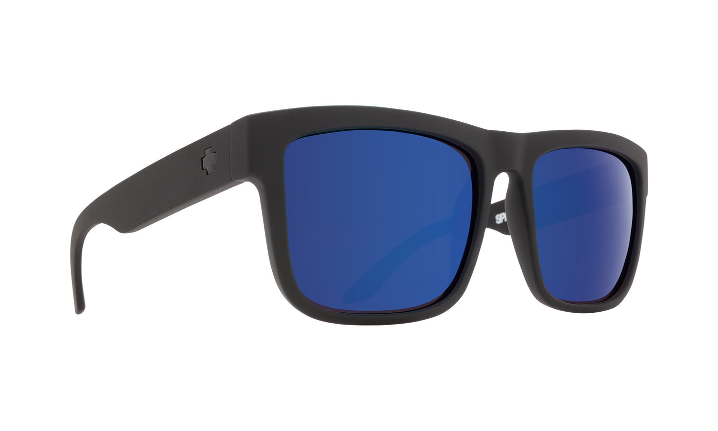 SPY DISCORD SOFT MATTE BLACK SUNGLASSES w/ HAPPY DK GRY GRN PLR DK BLU SPEC MRR