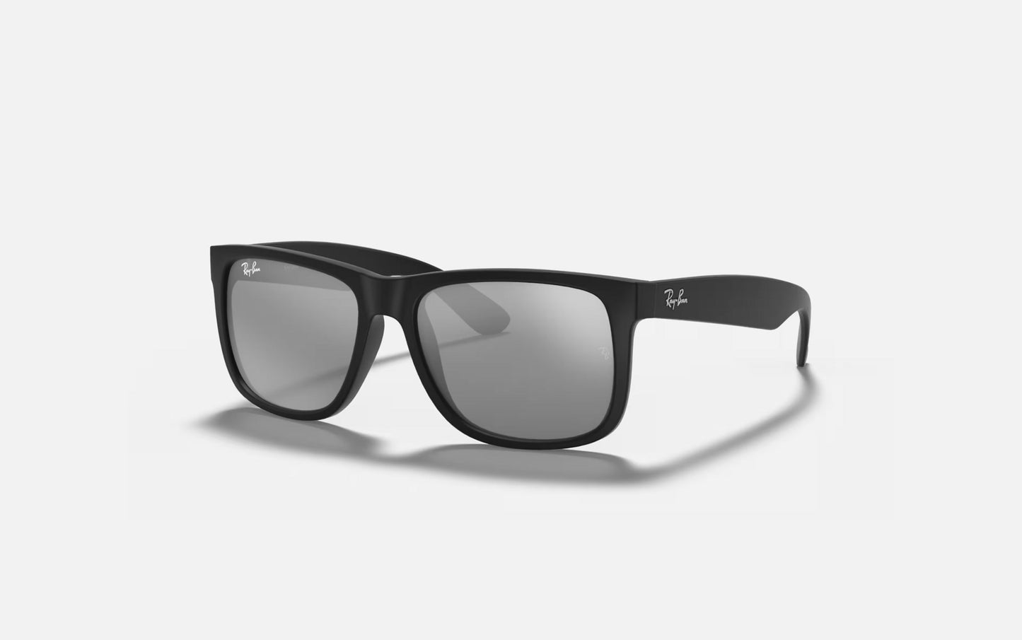 RAY-BAN JUSTIN SUNGLASSES RUBBER BLACK w/ GRY MIR SIL