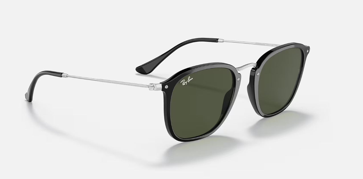 RAY-BAN RB2448 SUNGLASSES LIGHT BLACK w/ G-15 GREEN