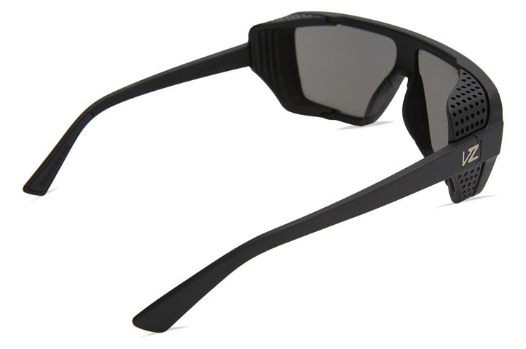 VONZIPPER DEFENDER BLACK SATIN SUNGLASSES w/ BLU FLSH PLR LENS