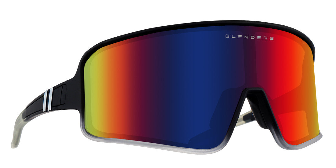 BLENDERS ECLIPSE PHANTOM BOSS MATTE BLACK SUNGLASSES w/ RED BLUE RNBW PLR LENS