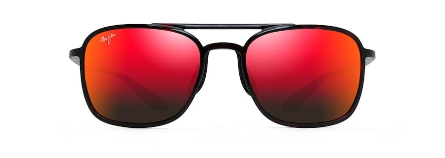 MAUI JIM KEOKEA RED BLACK TORT SUNGLASSES w/ HAWAII LAVA PLR LENS