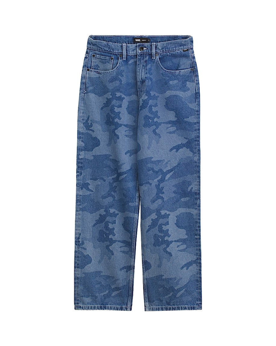 VANS MENS CHECK-5 LOOSE CAMO PRINTED DENIM PANT FA25 (CDX) STONEWASH BLUE