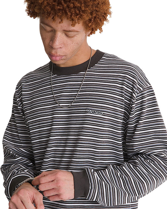 VANS MENS WESLEY STRIPE LS KNIT SHIRT SP26 FADED BLACK