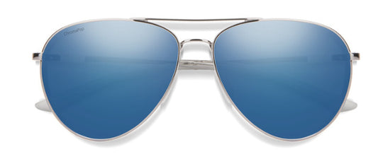 SMITH LAYBACK SILVER SUNGLASSES w/ CP PLR BLUE MIR