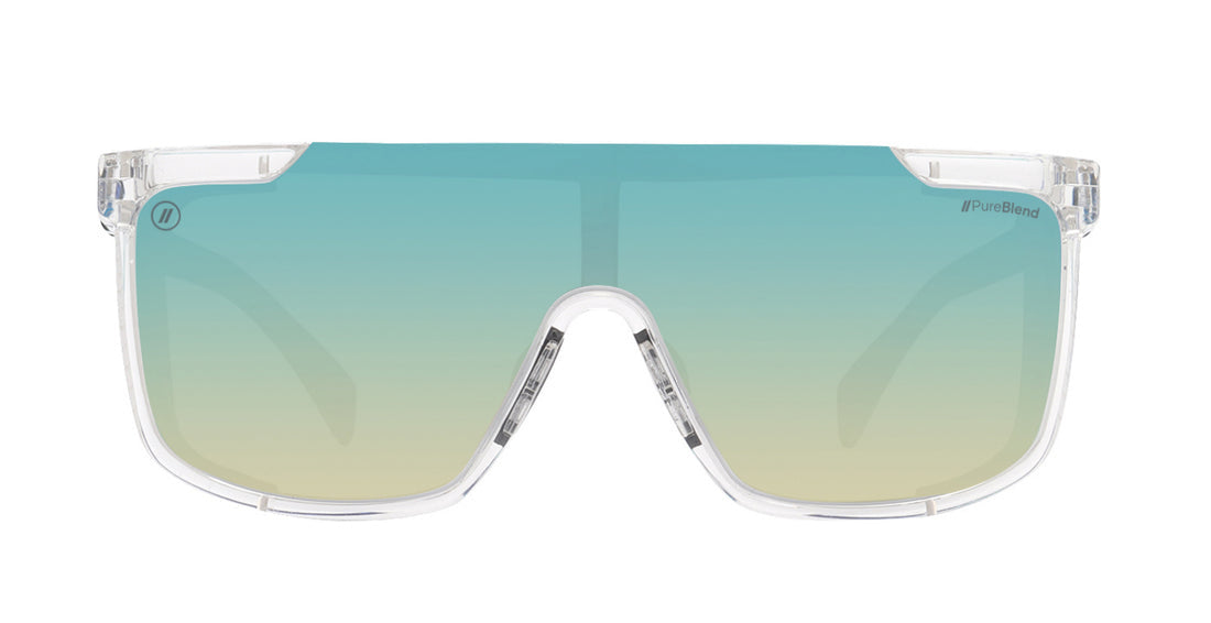 BLENDERS ACTIVE SCI-FI SUNGLASSES ALOHA WEST w/ GLSS CRYS CLR /AQUA CHAM PC POL