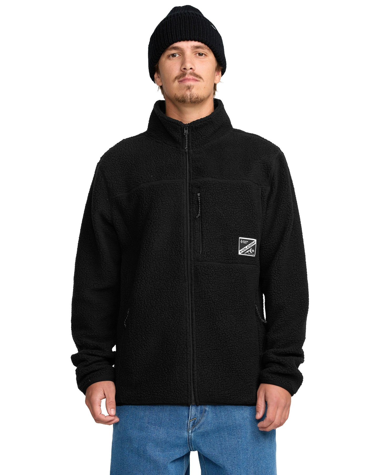 2026 VOLCOM MENS NELSON SHERPA FULL ZIP HOODY BLACK