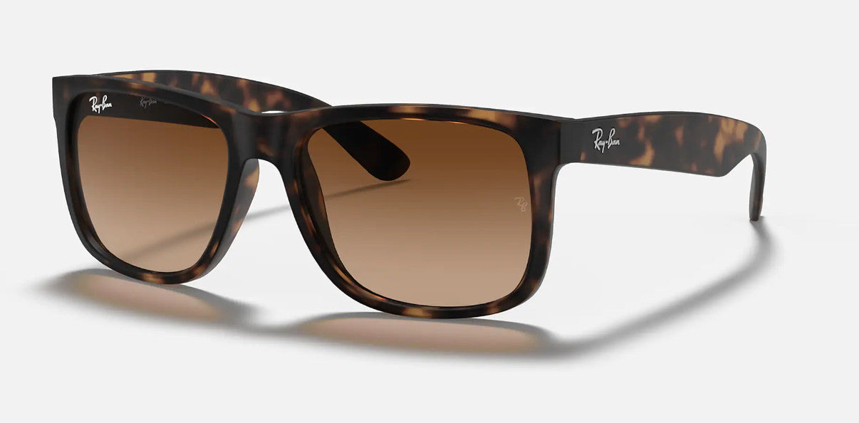RAY-BAN JUSTIN SUNGLASSES RUBBER HAVANA w/ GRY GRAD BRWN