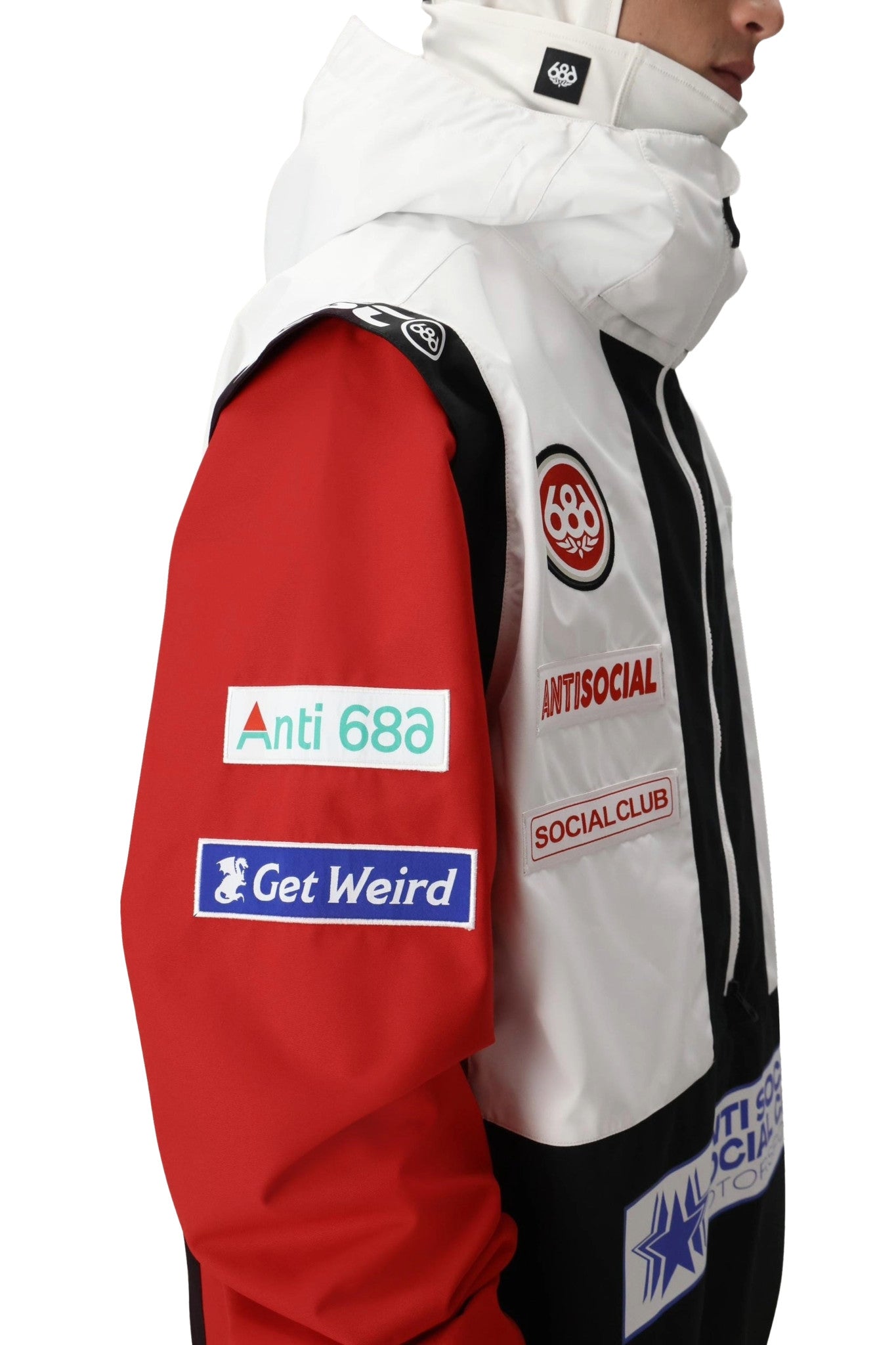 2026 686 MENS ASSC F1 SHELL ANORAK JACKET WHITE COLORBLOCK
