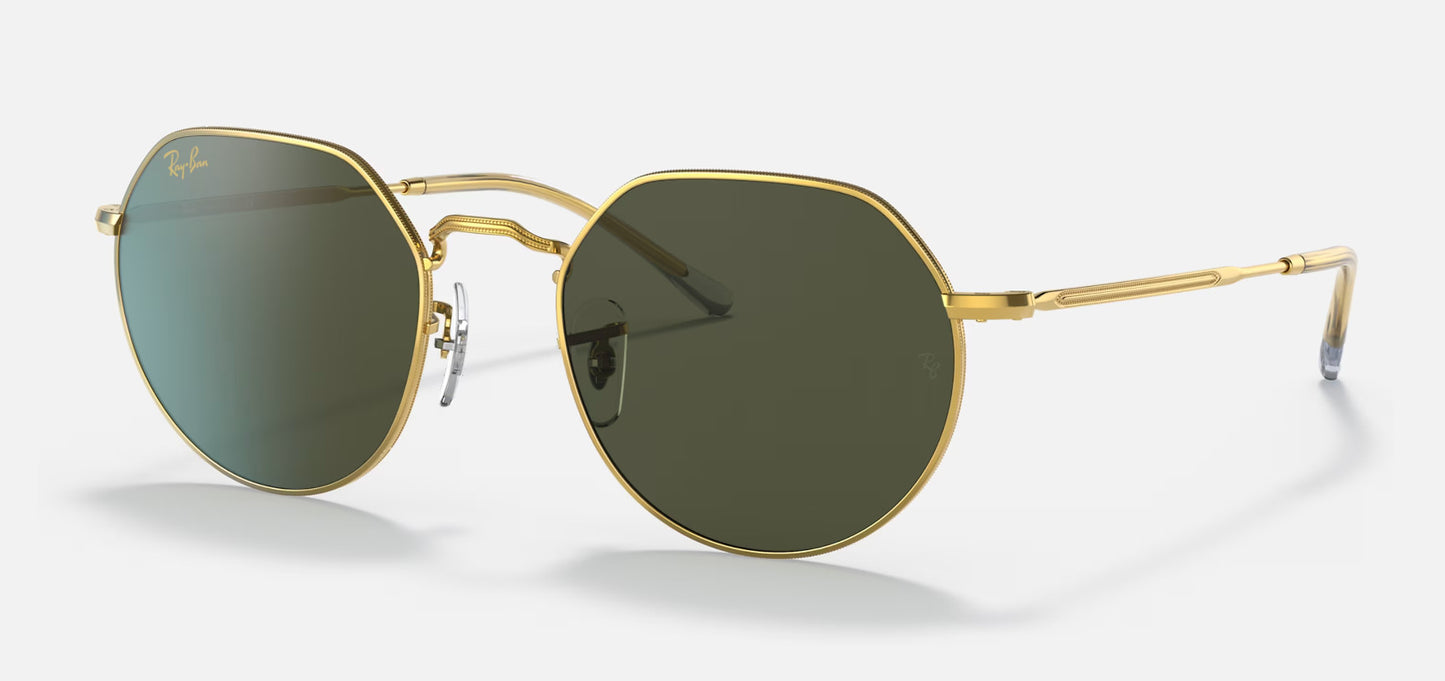 RAY-BAN JACK SUNGLASSES GOLD w/ GREEN