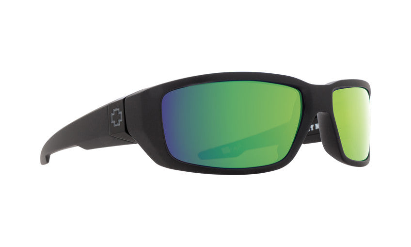 SPY DIRTY MO MATTE BLACK SUNGLASSES w/ HD PLUS BRNZ PLR GRN SPEC MRR