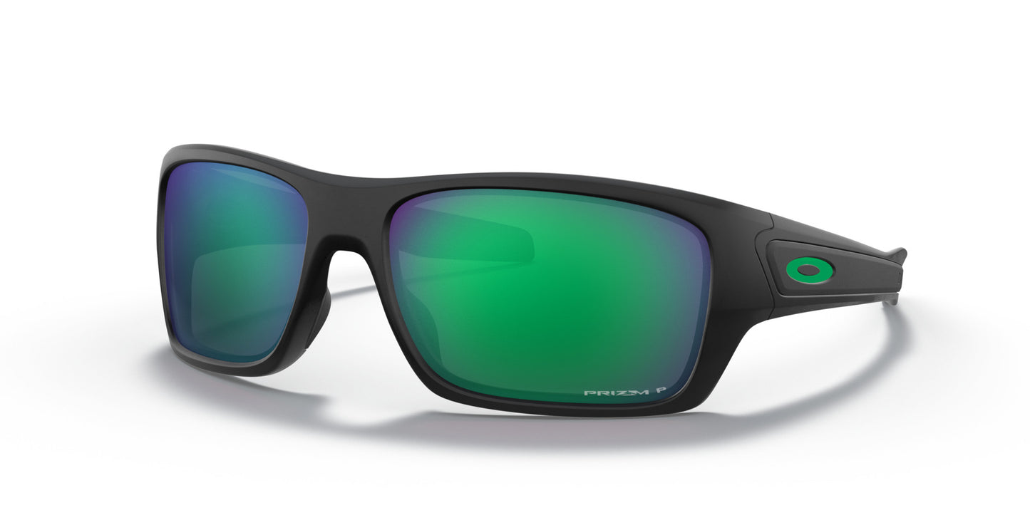 OAKLEY TURBINE MATTE BLK SUNGLASSES w/ PRIZM JADE PLR LENS