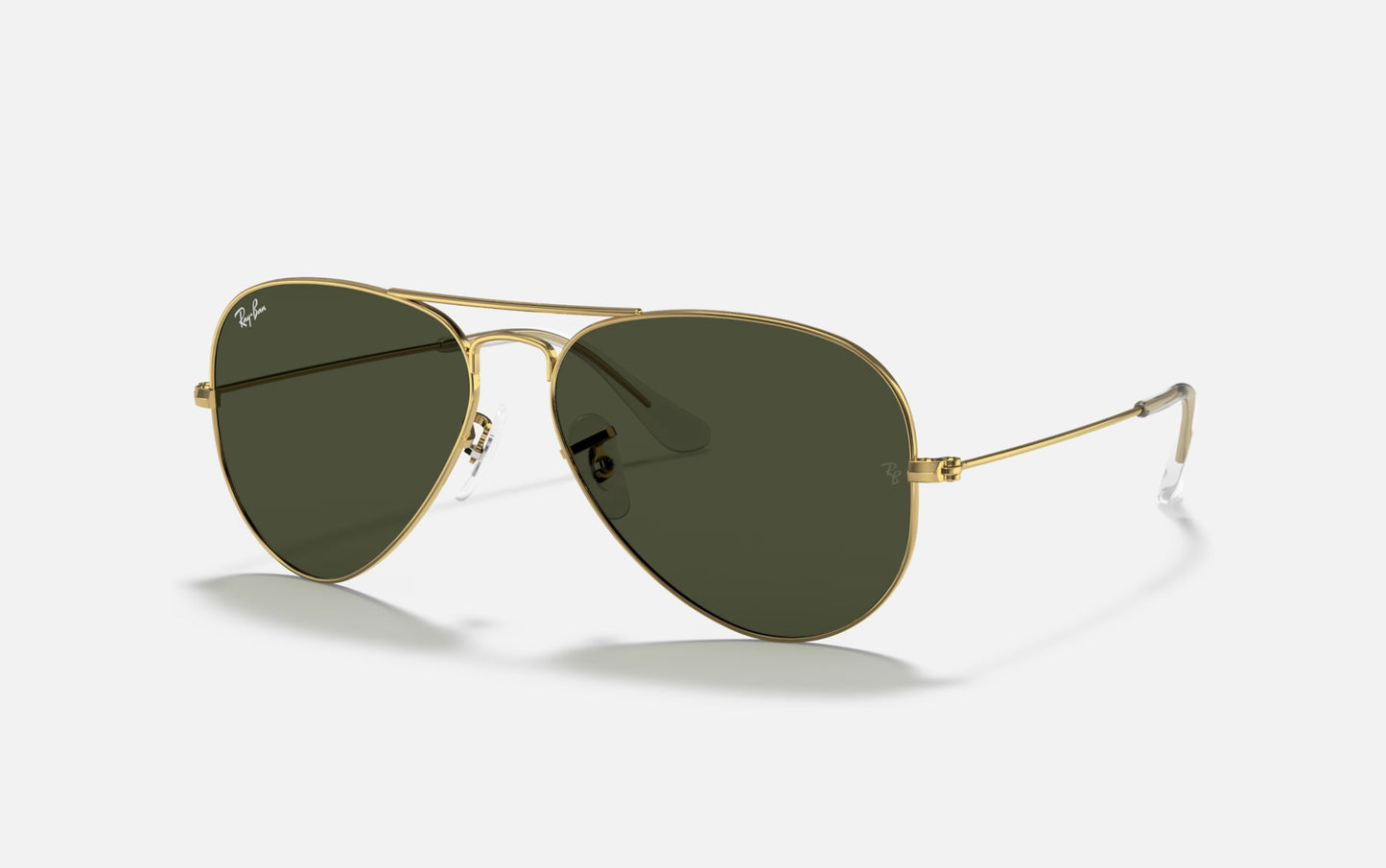 RAY-BAN AVIATOR LARGE METAL SUNGLASSES ROSE GOLD w/ GREEN