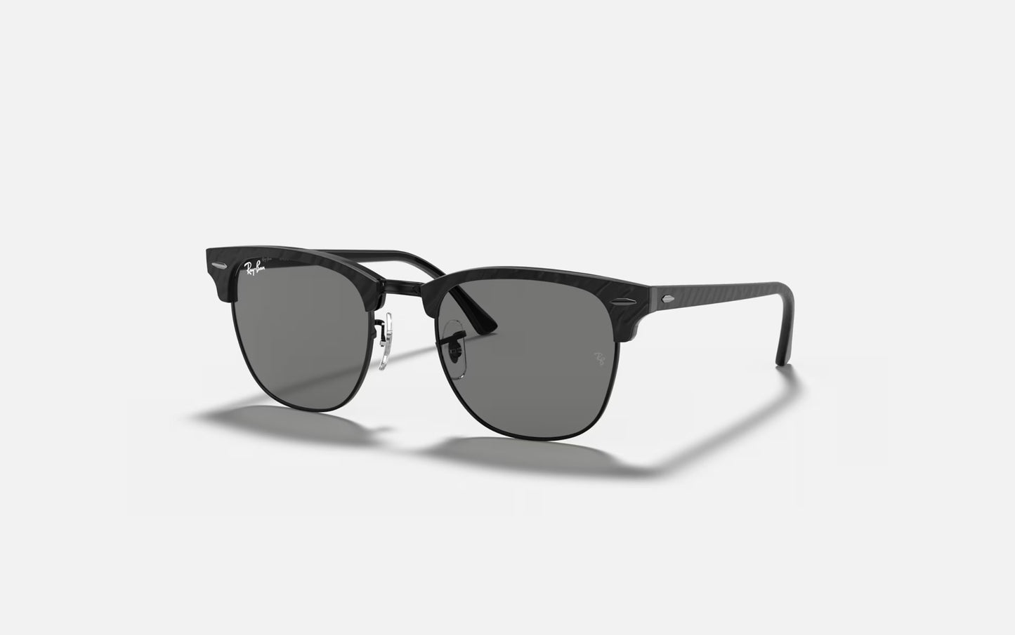 RAY-BAN CLUBMASTER SUNGLASSES WRINKLED BLACK ON BLACK w/ DARK GREY