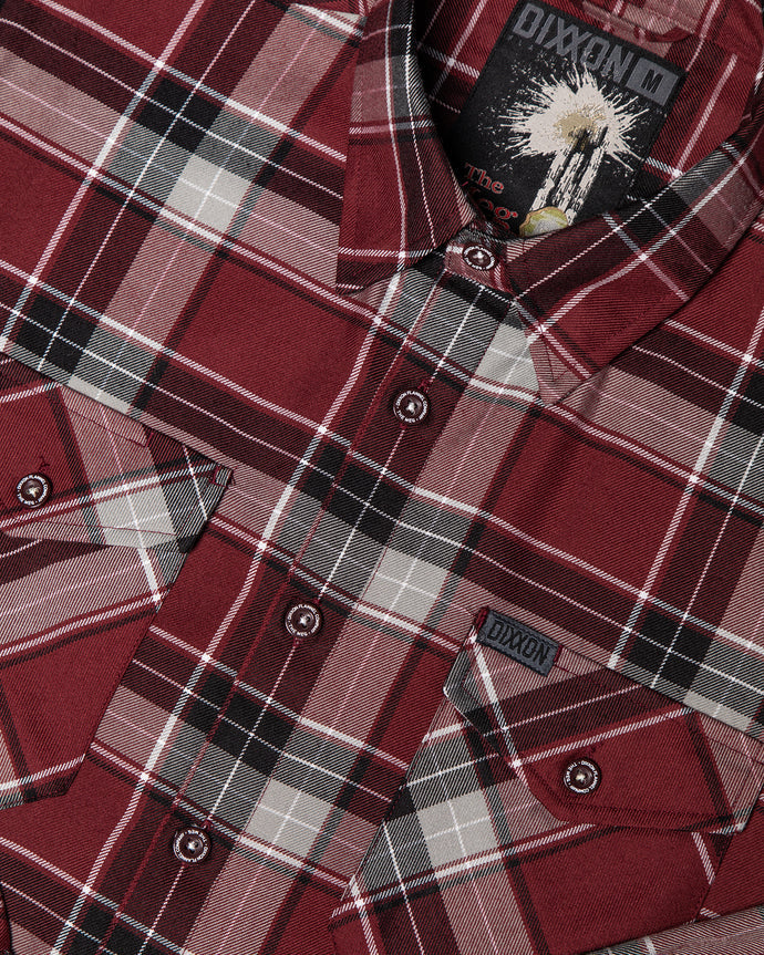 DIXXON MENS THE MEG LS FLANNEL HO25 BURGUNDY/BLACK