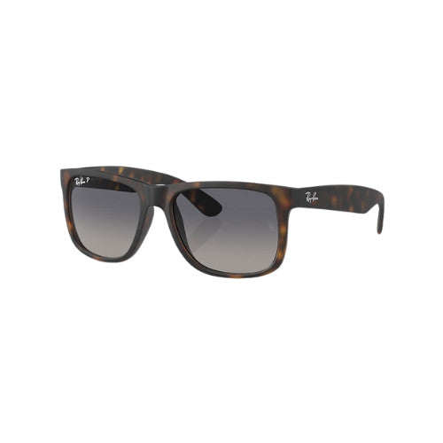 RAY-BAN JUSTIN SUNGLASSES RUBBER HAVANA w/ GRY GRAD BLUE PLR