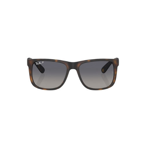 RAY-BAN JUSTIN SUNGLASSES RUBBER HAVANA w/ GRY GRAD BLUE PLR