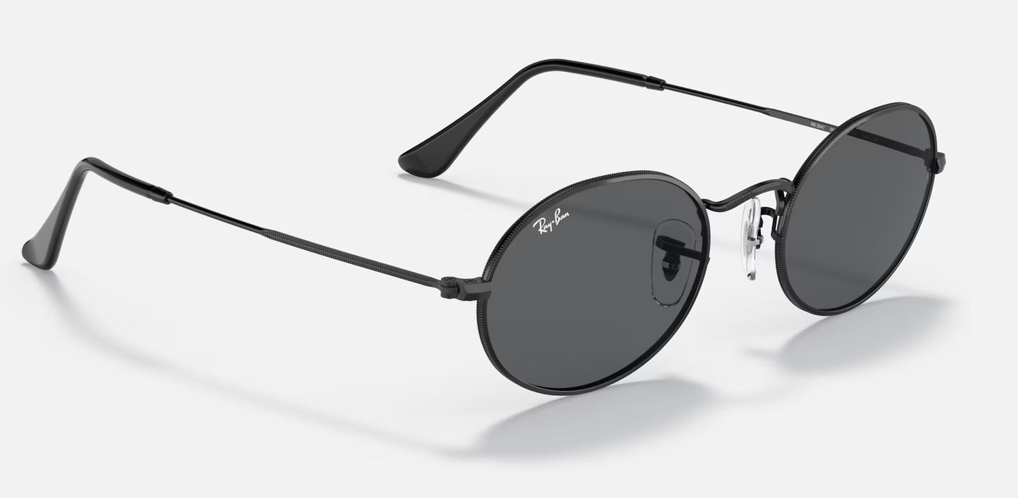 RAY-BAN OVAL SUNGLASSES BLACK w/ LT GRY DARK GRY GRAD