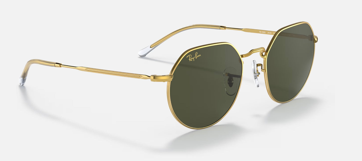 RAY-BAN JACK SUNGLASSES GOLD w/ GREEN