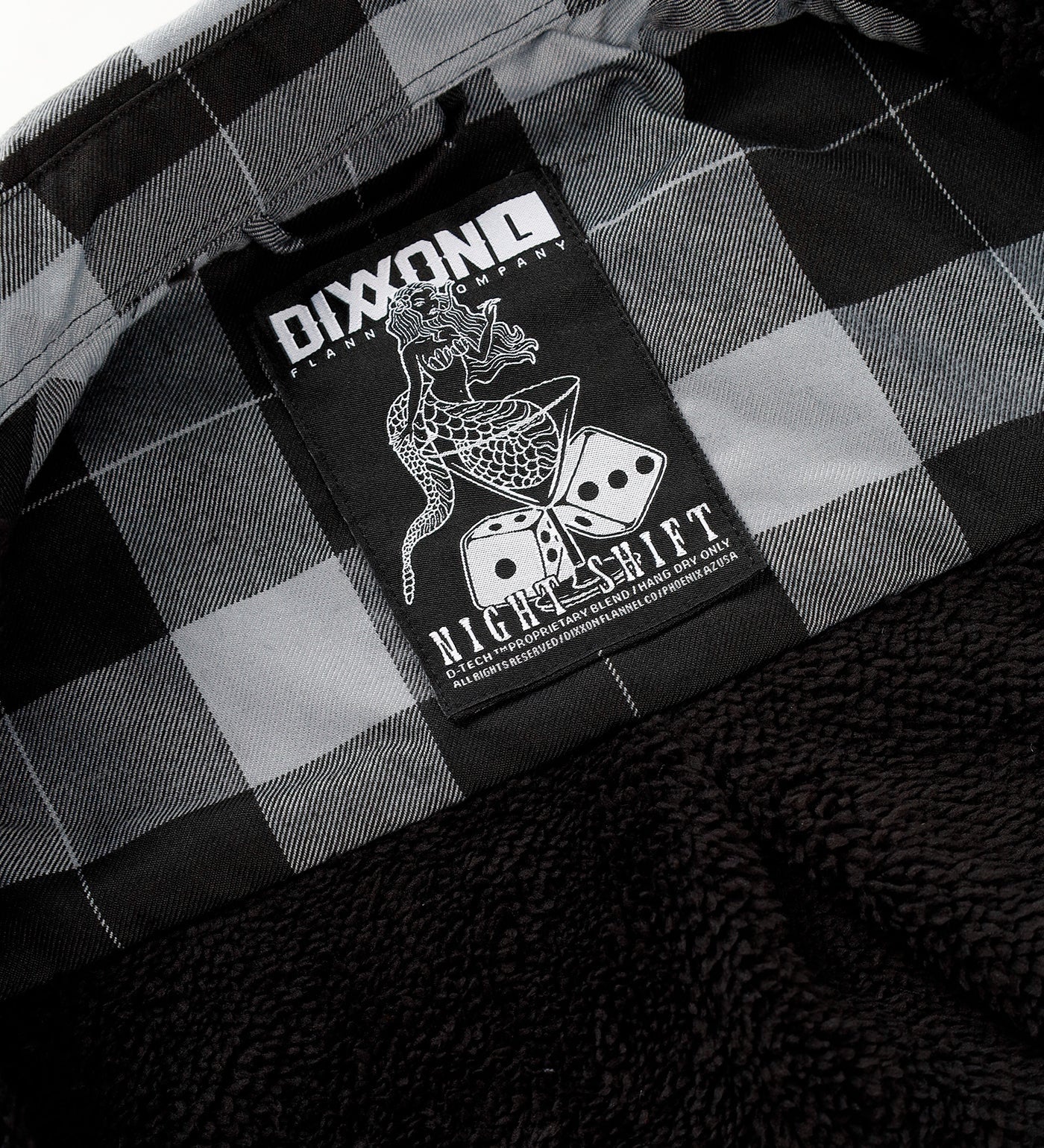 DIXXON MENS NIGHT SHIFT SHERPA FLANNEL JACKET HO25 GREY/BLACK