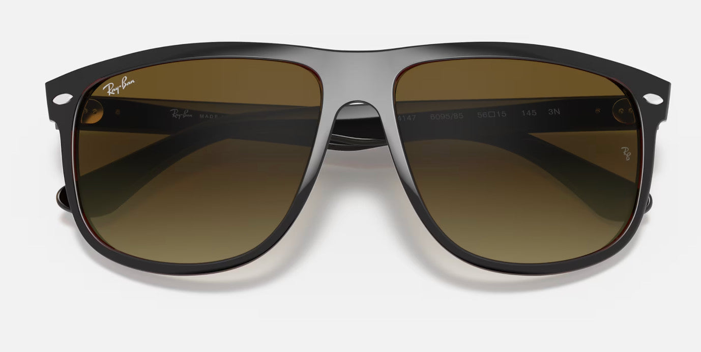 RAY-BAN BOYFRIEND SUNGLASSES BLACK ON BROWN w/ BRWN GRAD DK BRWN