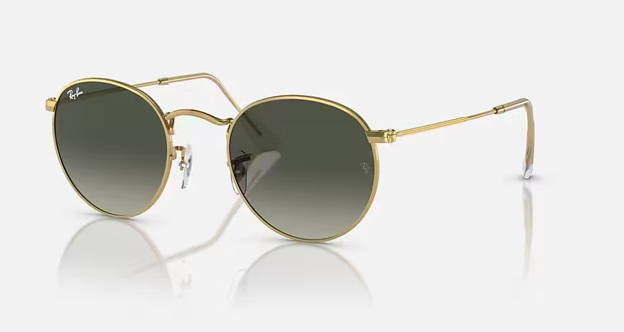RAY-BAN ROUND METAL SUNGLASSES GOLD w/ GREY GRADIENT