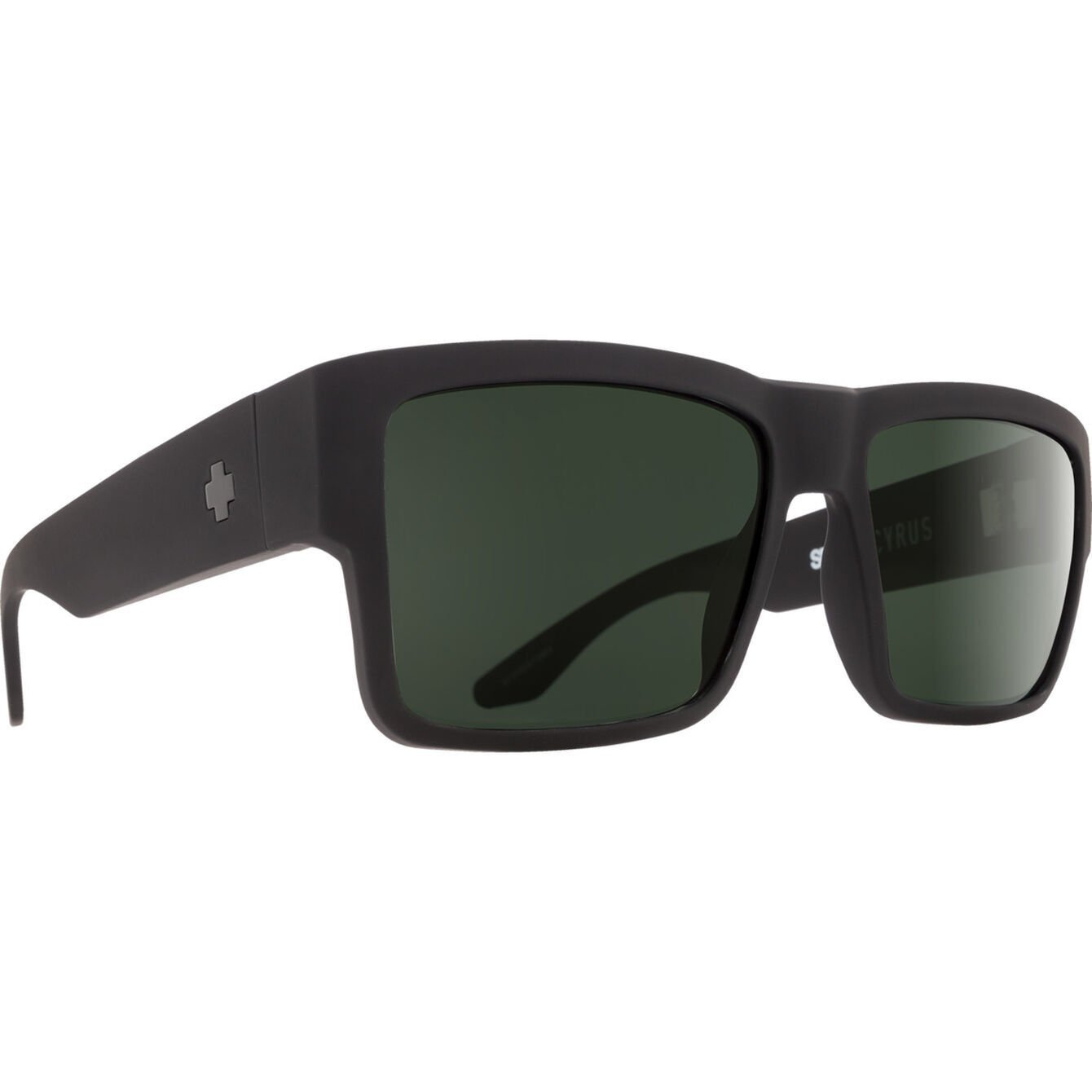 SPY CYRUS SOFT MATTE BLACK SUNGLASSES w/ HD PLUS GRY GRN PLR