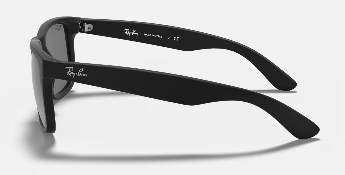 RAY-BAN JUSTIN SUNGLASSES RUBBER BLACK w/ GRY MIR SLVR