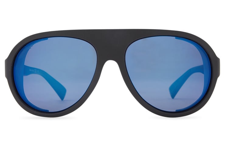 VONZIPPER ESKER BLACK SATIN SUNGLASSES w/ WLD BLU CHRM PLR LENS