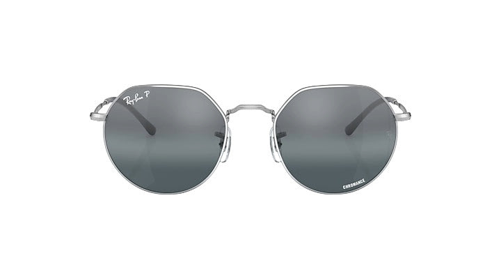 RAY-BAN JACK SUNGLASSES SILVER w/ DK BLUE MIR PLR