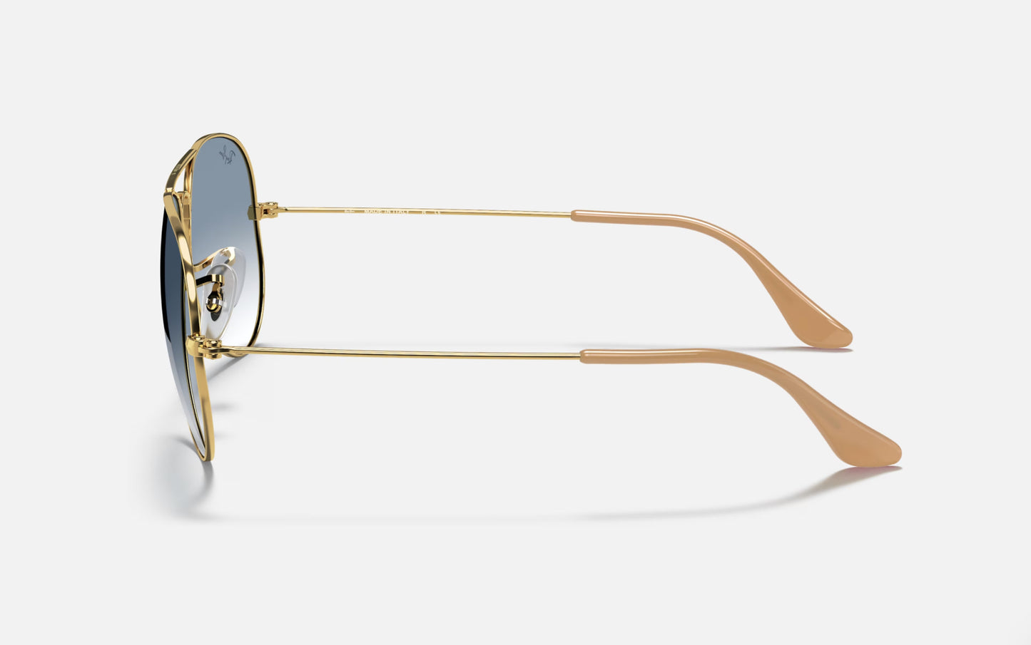 RAY-BAN AVIATOR LARGE METAL SUNGLASSES GOLD w/ BLUE GRAD GREY