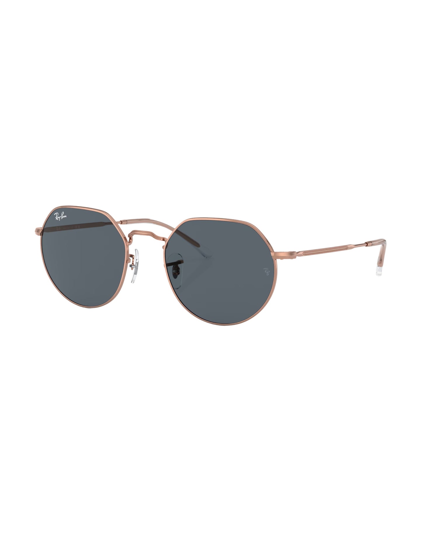 RAY-BAN JACK SUNGLASSES ROSE GOLD w/ BLUE