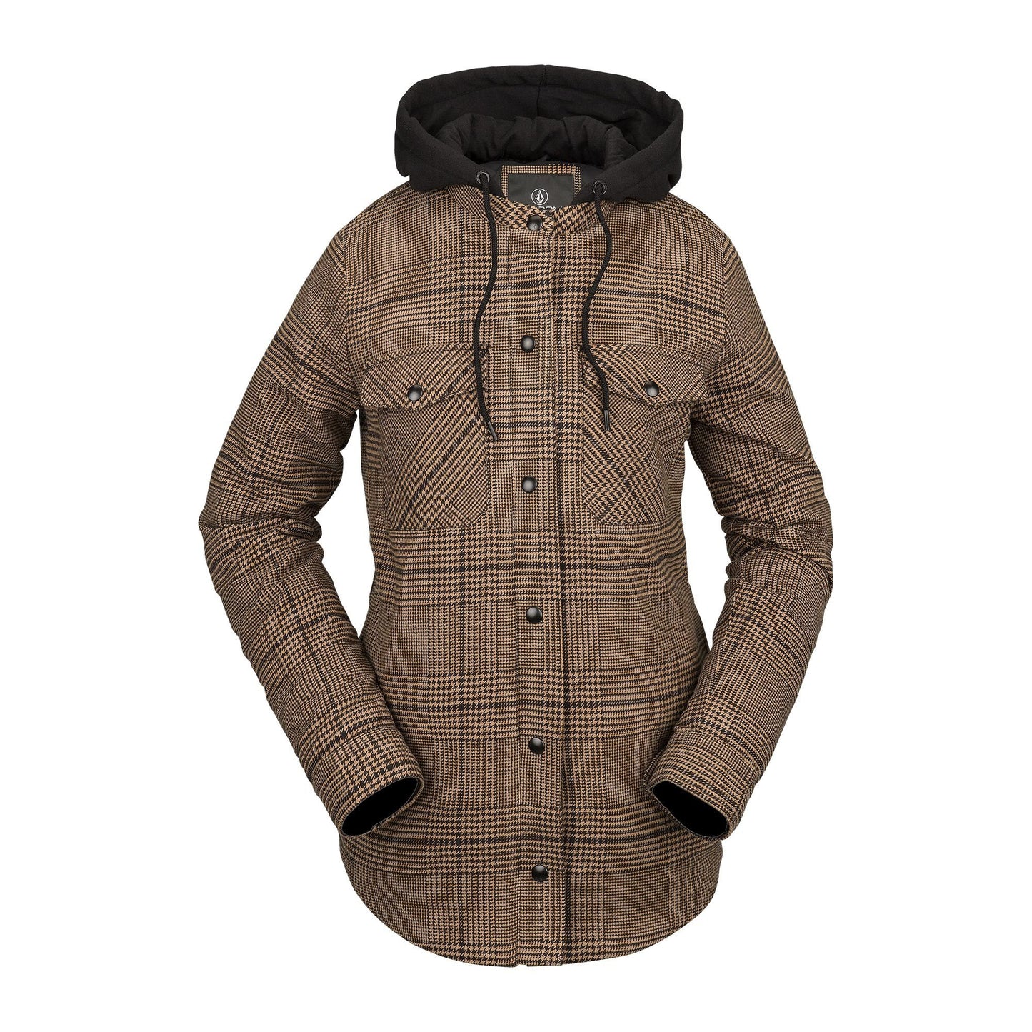 2023 VOLCOM WMNS HOODED FLANNEL JACKET CARAMEL