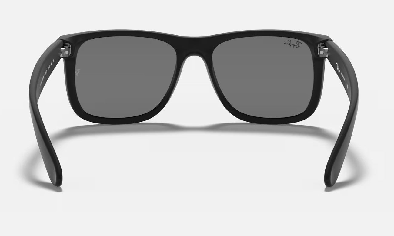 RAY-BAN JUSTIN SUNGLASSES RUBBER BLACK w/ GRY MIR SLVR