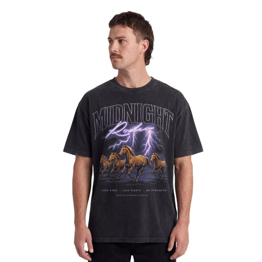 TEAMLTD MENS STAMPEDE OVERSIZED SS TEE SP26 ACID BLACK