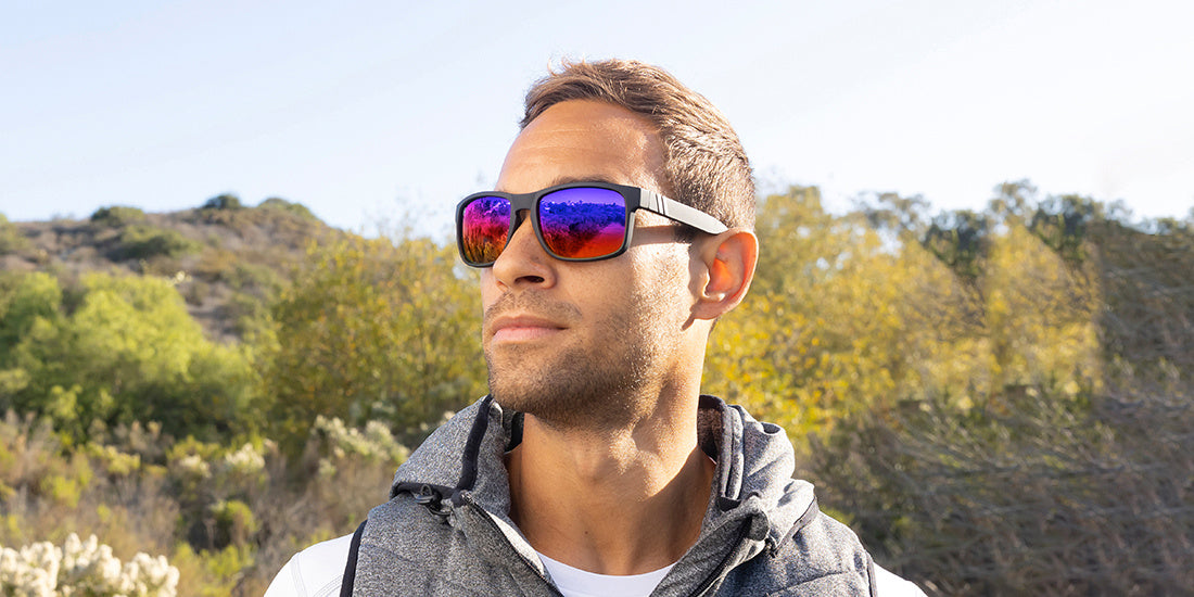 BLENDERS CANYON CITY DRIFTER MATTE BLACK SUNGLASSES w/ BLUE RED RNBW PLR LENS