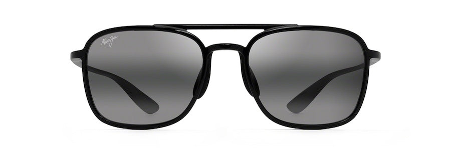 MAUI JIM KEOKEA GLOSS BLACK SUNGLASSES w/ NTRL GRY PLR LENS