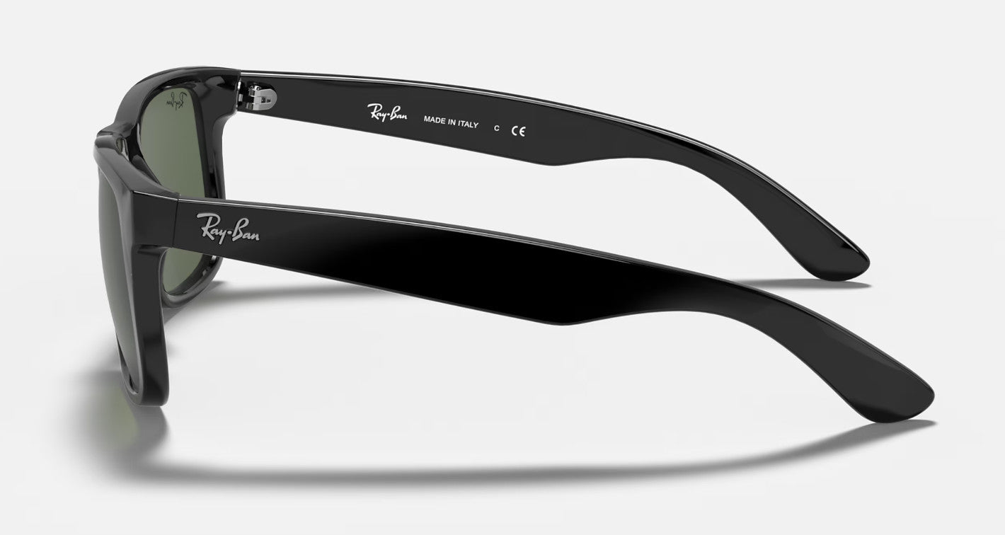 RAY-BAN JUSTIN SUNGLASSES BLACK w/ DARK GRN