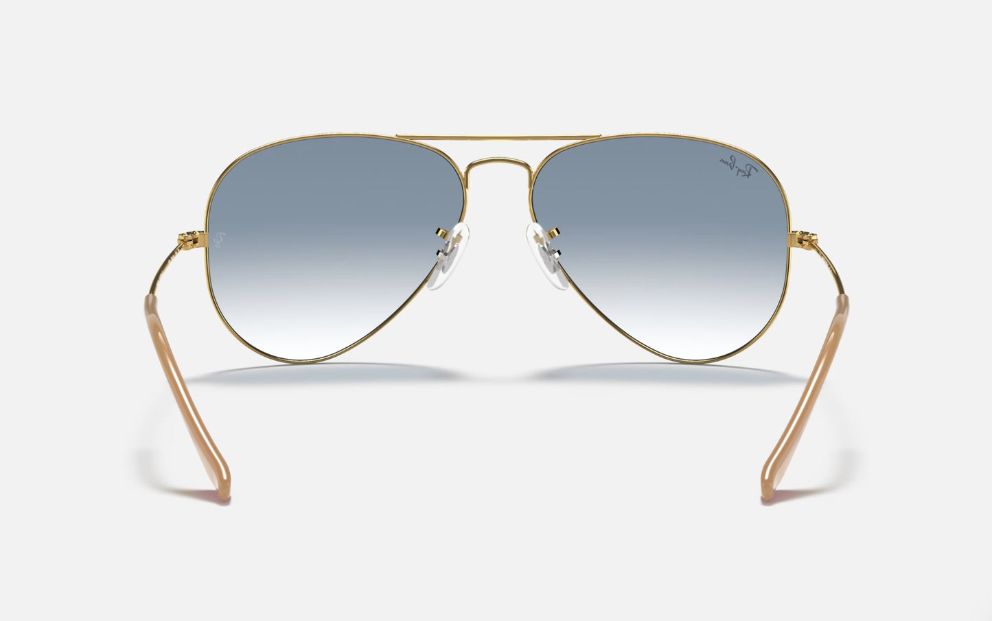 RAY-BAN AVIATOR LARGE METAL SUNGLASSES GOLD w/ BLUE GRAD GREY