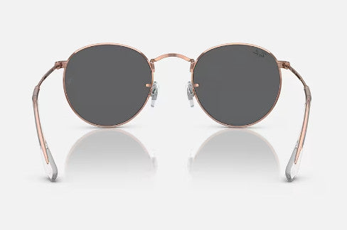 RAY-BAN ROUND METAL SUNGLASSES ROSE GOLD w/ DARK GREY