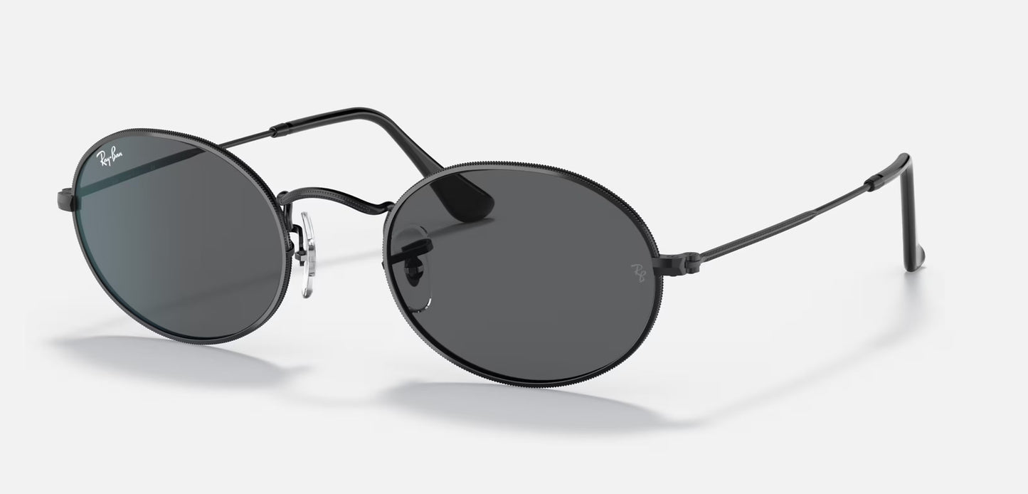 RAY-BAN OVAL SUNGLASSES BLACK w/ LT GRY DARK GRY GRAD